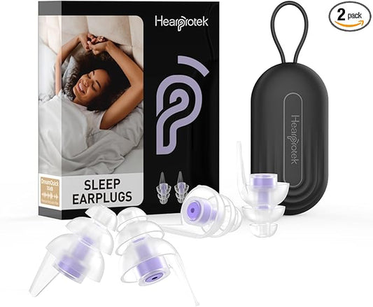 Hearprotek Ear Plugs for Sleeping, [2 Pairs] Noise Cancelling Comfortable earplugs for Sleep-Reusable Noise Reduction (Purple)