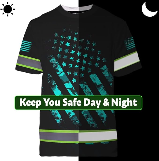 Maddly High Visibility US Flag Collection Safety Workwear Custom Name for Workers, Runners, Truckers, Patriotic