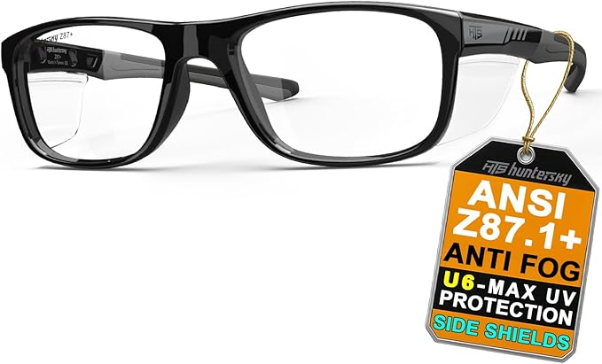 HTS TR90NZZ Safety Glasses Small Size with Side Shields ANSI Z87 Optical Eyeglass prescription Frame Scratch Fog Resistant