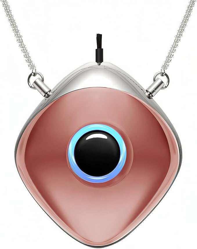 Personal Air Purifier, Chartreey Wearable Air Purifier Necklace, Ture 120 Million/cm³ High-Speed Negative Ion Generator Eliminates Dust, Pollen, Smoke, Maintenance Free(Rose Gold)