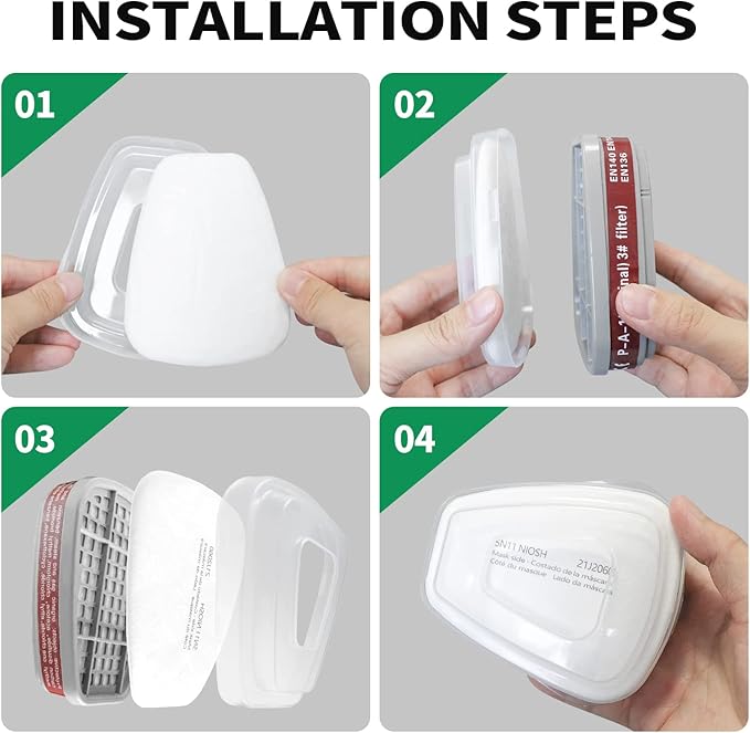 50PCS 5N11 Particulate Filter Cottons - Respirator Filter Cotton Replacement, for Gas Respirator 6000 6100 6200 6800 7501 7502 Series, Used in Spray Paint Dust Particles, White