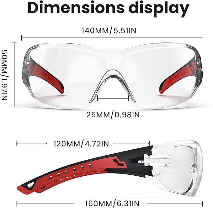 Safety Glasses with Clear Wraparound Lenses and Vented Frame