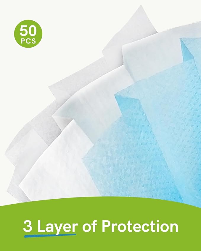 FriCARE Disposable Face Masks, 3-Ply ASTM Level 3 Medical Grade, FSA/HSA Eligible, Breathable & Comfortable for Allergy/Sun Protection, 50 Pack Midnight Fantasy