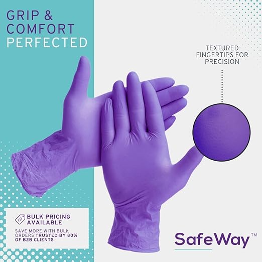 SafeWay Nitrile Gloves, 2000 Ct, Small, Powder-Free, Latex-Free, All-Purpose, Professional Disposable Gloves with Textured Fingertips for Medical Use, Food Prep, Cleaning, Tattoo & More