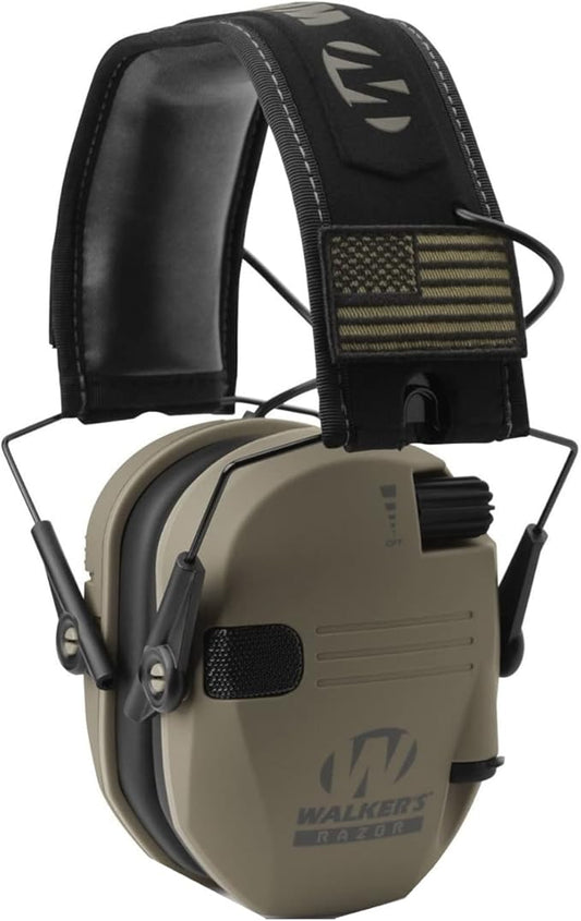 Walker's Razor Slim Ultra Low Profile Compact Design Adjustable Range Shooting Hunting Hearing Protection Electronic Earmuffs