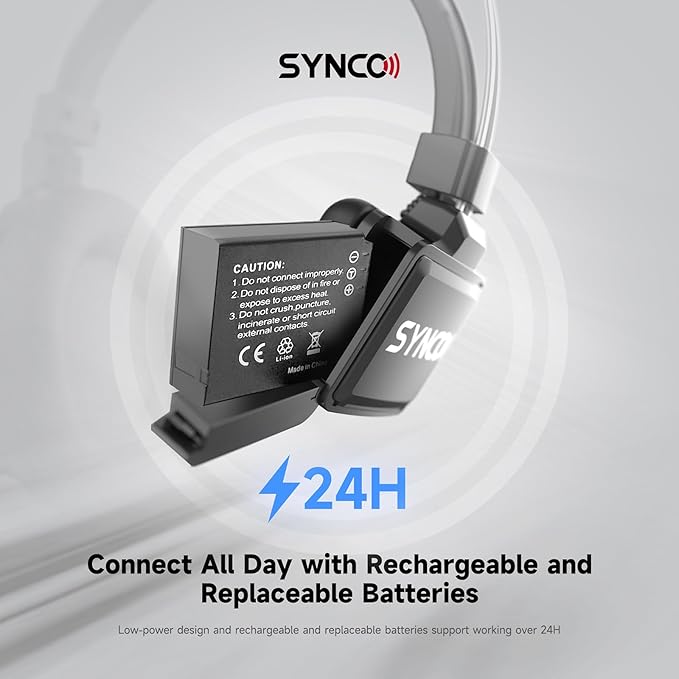 SYNCO XTalk X5 Full Duplex AEC Wireless Intercom Headset System Support 2.4GHz 5-Person Team Communication,350M/1148FT Real-time Monitoring,24-Hour Battery Life