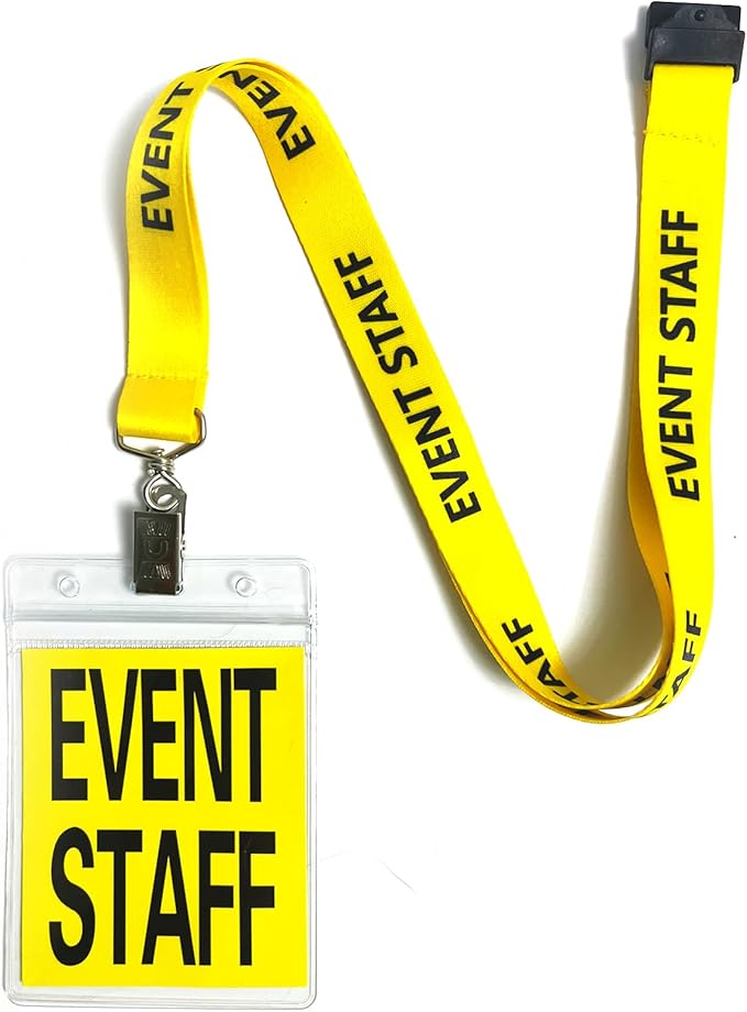 25 Set Yellow Event Staff Lanyard, with Plastic Card Holder and Pass Card, Identifiable Event Lanyard, Yellow Breakaway Lanyard, for Conference School Concert Backstage and Other Activities