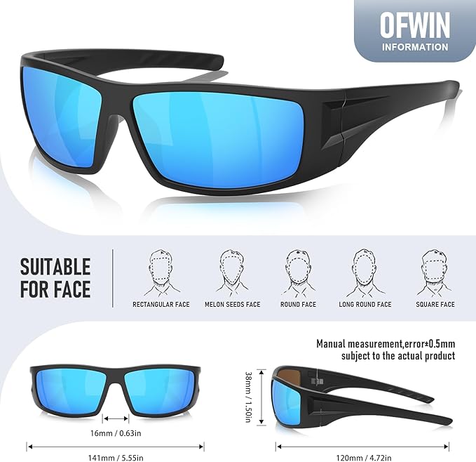 Polarized Sports Sunglasses for Men Women Unbreakable Frame Cycling Fishing Wrap Around Sunglasses UV400 Protection