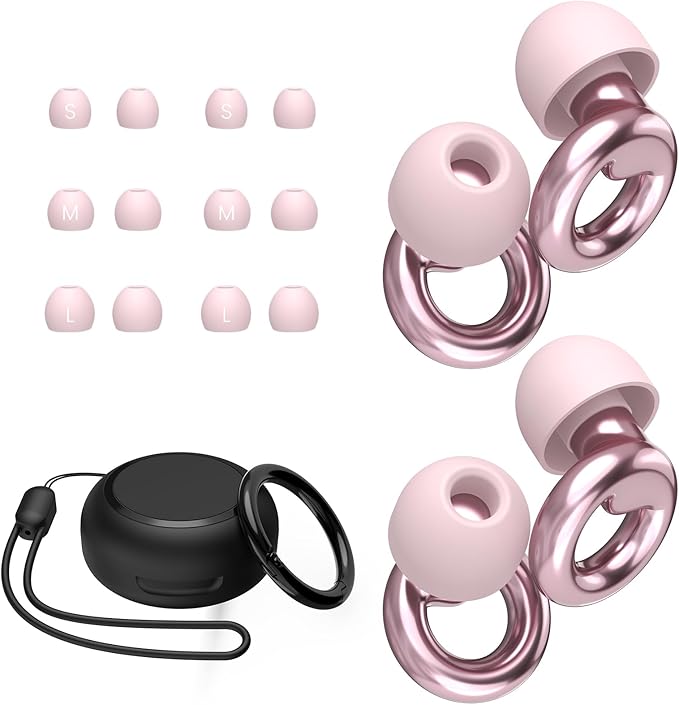Ear Plugs for Sleeping,2 Pairs of Stylish Reusable Noise Reduction Earplugs with 8 Pairs Tips & case,Hearing Protection Earplugs for Concert,Travel,Work,Live Events - 25dB-30dB