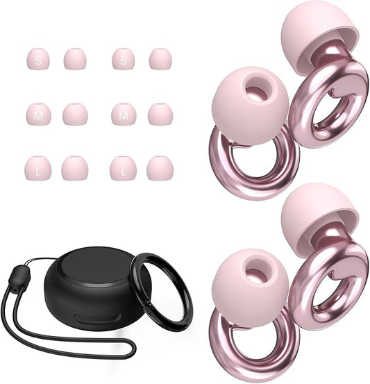 Ear Plugs for Sleeping,2 Pairs of Stylish Reusable Noise Reduction Earplugs with 8 Pairs Tips & case,Hearing Protection Earplugs for Concert,Travel,Work,Live Events - 25dB-30dB