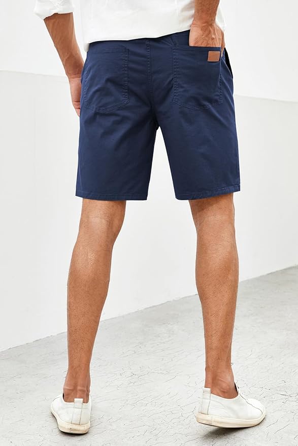 JMIERR Mens Casual Shorts - Cotton Drawstring Summer Beach Stretch Twill Chino Golf Shorts