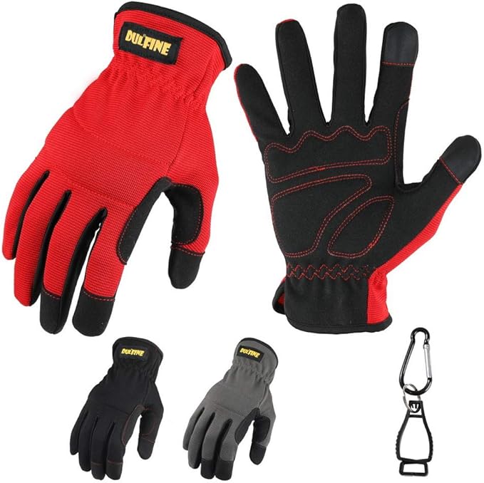 DULFINE High Performance Work Gloves For Men(3 Pairs Pack), High Dexterity Touch Screen For Multipurpose,Excellent Grip (Large)