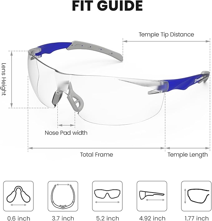 Pickleball Safety Glasses – Fit-Enhanced ANSI Z87.1, Anti-Fog, UV & Impact Resistant Eyewear for Sports, Work & Shooting – No-Slip Grip – 1 Pack