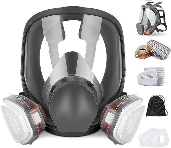 Full Face Respirator,Reusable Respirator Mask with Filters,Gas Mask,Organic Vapor Mask for Anti-fog,Painting, polishing, logging, welding, Against Dust, Staining, Sanding & Cutting