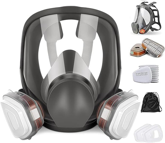 Full Face Respirator,Reusable Respirator Mask with Filters,Gas Mask,Organic Vapor Mask for Anti-fog,Painting, polishing, logging, welding, Against Dust, Staining, Sanding & Cutting