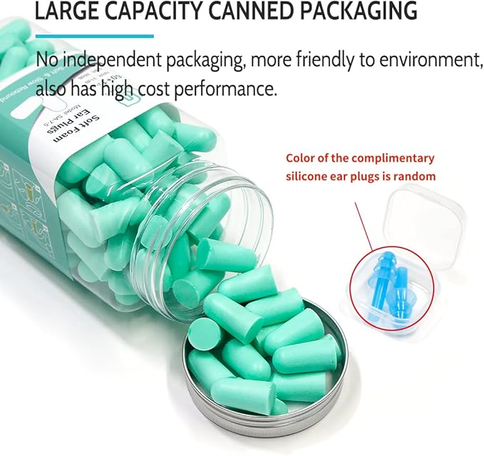 LYSIAN Ultra Soft Foam Earplugs for Sleep - 38dB Sleeping Ear Plugs Noise Cancelling, Reduction, Soud Proof, Work, Travel and Shooting Range -60 Pairs Value Pack(Water Blue)