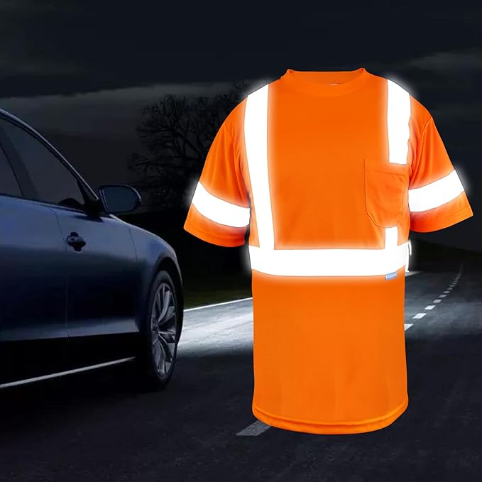 Safety Shirt short Sleeve High Visibility Reflective Breathable T Shirt for Work Warehouse Construction Class 3