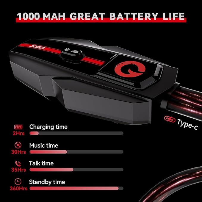 Motorcycle Helmet Bluetooth Headset Intercom Communication Systems, 2 Riders Music Sharing/IP67 Waterproof/Noise Cancellation, Fit for ATV/Snowmobile, 2 Pack