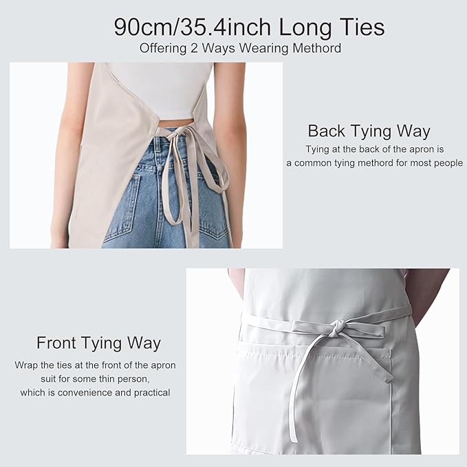 Kitchen Bib Apron for Women Men with Pockets Chef Art Aprons for Cooking Painting Pottery Ceramics