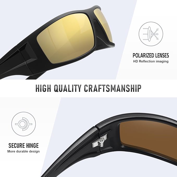 Polarized Sports Sunglasses for Men Women Unbreakable Frame Cycling Fishing Wrap Around Sunglasses UV400 Protection