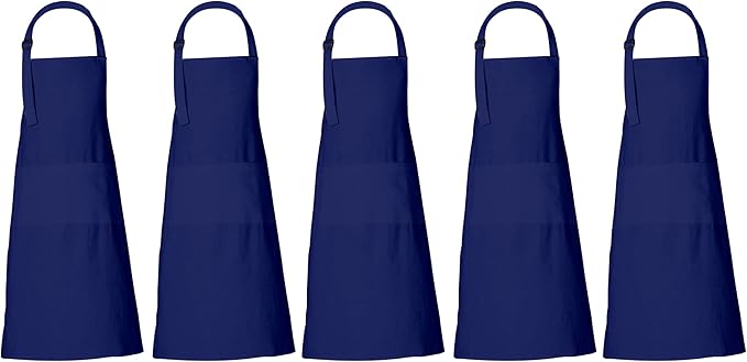 RAJRANG 100% Cotton Cooking Apron with 3 Pockets Kitchen Chef BBQ Adjustable Bib Aprons for Women Men