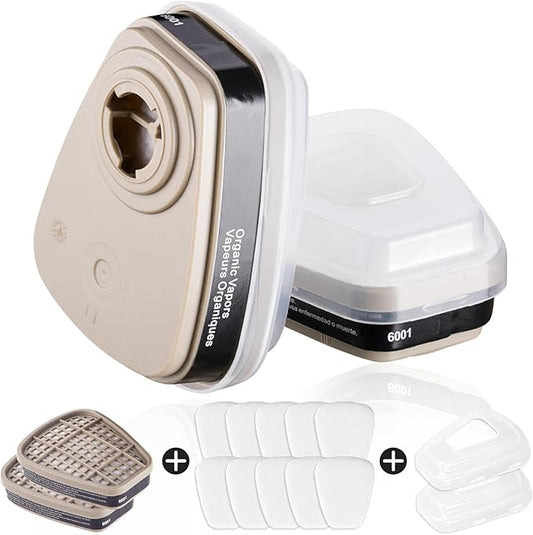 6001 Filter Cartridges for Respirator, Respirator Cartridges & Filters - Against Organic Vapor/Chemical/Paint, Respirator Filters Compatible with 6200, 6800, 6502, 7502, 4008 Series(1 Set)