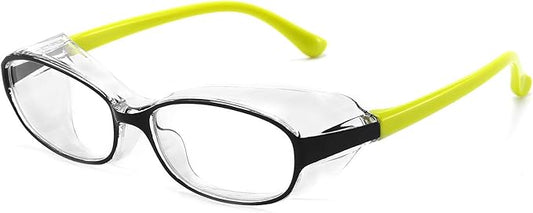 Safety Glasses Goggles Anti Fog Eye Protection Blue Light Blocking lens Side Shield Anti Pollen Soft TR90 for Boys Girls(Black-Yellow)