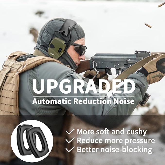 ZOHAN EM054 Electronic Shooting Ear Protection with Sound Amplification, Slim Active Noise Reduction Earmuffs for Gun Range