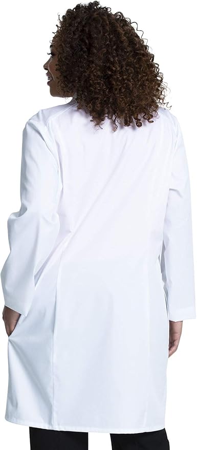 Cherokee Women's Scrub Lab Coat with Button Up Front, 3 Pockets Modern Classic fit and Mechanical Stretch Fabric CK421