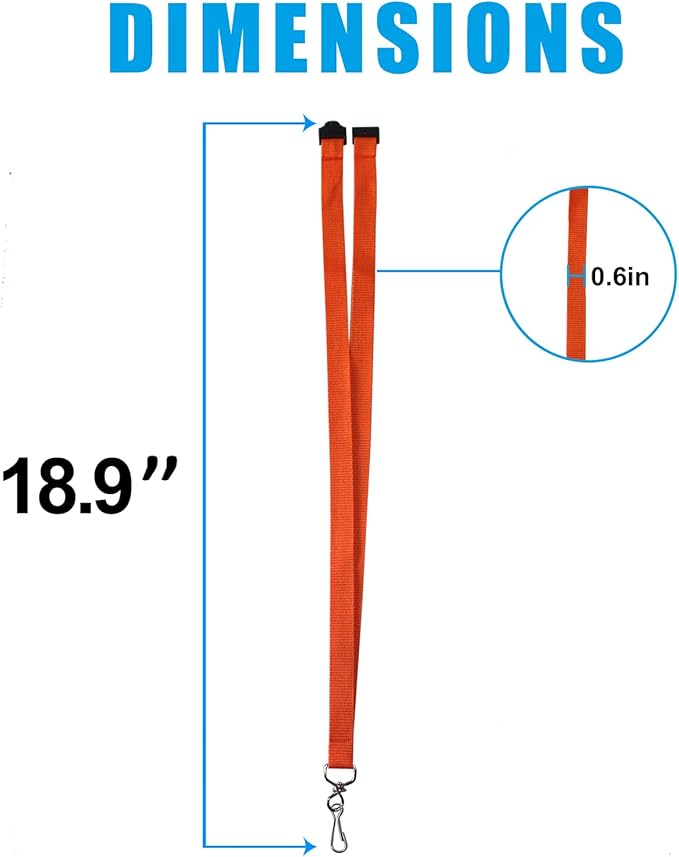 66 Pcs Breakaway Lanyards with Swivel J Hook Premium Bulk Flat Safety Lanyards for ID Badges, Schools, Students, Coaches, Festivals, Volunteers and Team Activities (Orange)