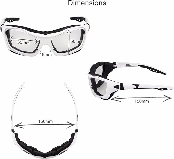 WYND Blocker Motorcycle Riding Glasses Extreme Sports Wrap Sunglasses (White/Clear)