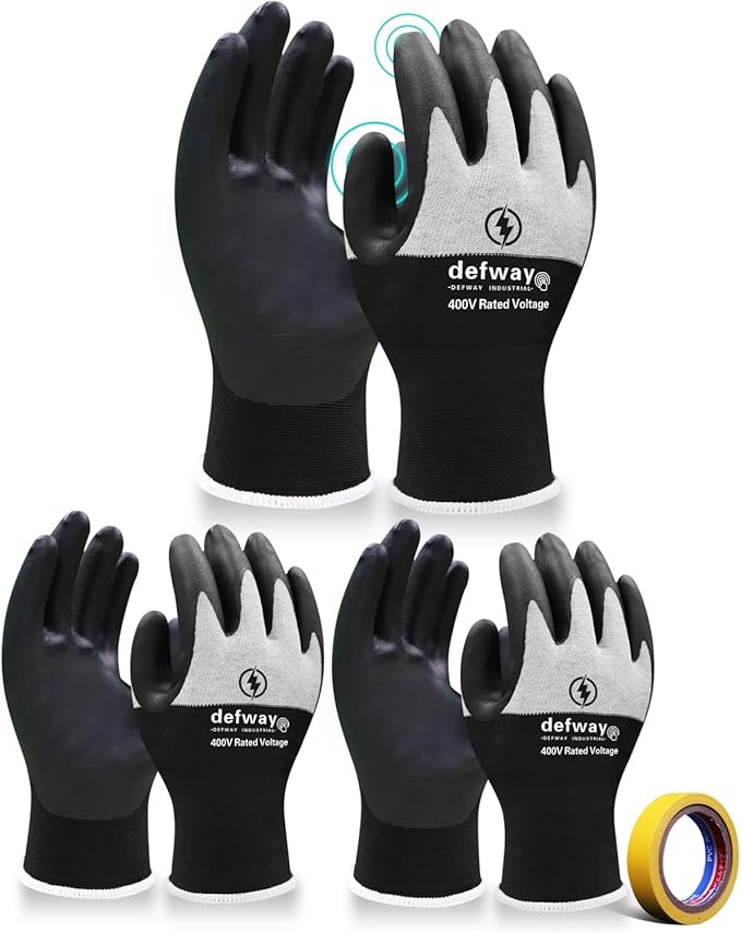 defway Insulated Work Gloves 1000V High Voltage Resistant Electrician Gloves Waterproof Work Gloves Rubber Non Slip Design