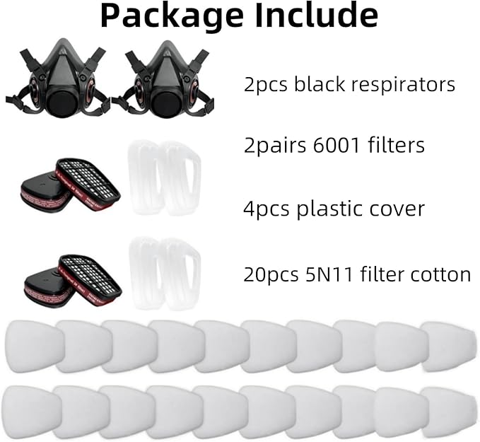 Respirator Mask, Paint Respirator with 6001 Filters for Chemical, Spray Paint, Epoxy Resin,Sanding
