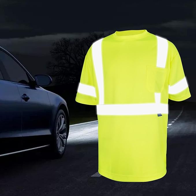 Safety Shirt short Sleeve High Visibility Reflective Breathable T Shirt for Work Warehouse Construction Class 3