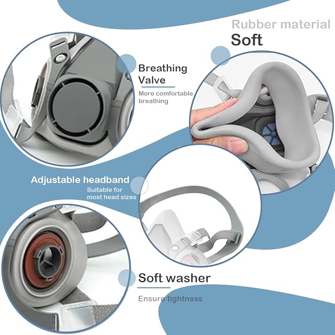 Respirator Mask with Filters, Welding Respirator Paint Mask Reusable Gas Mask Full Face Respirator