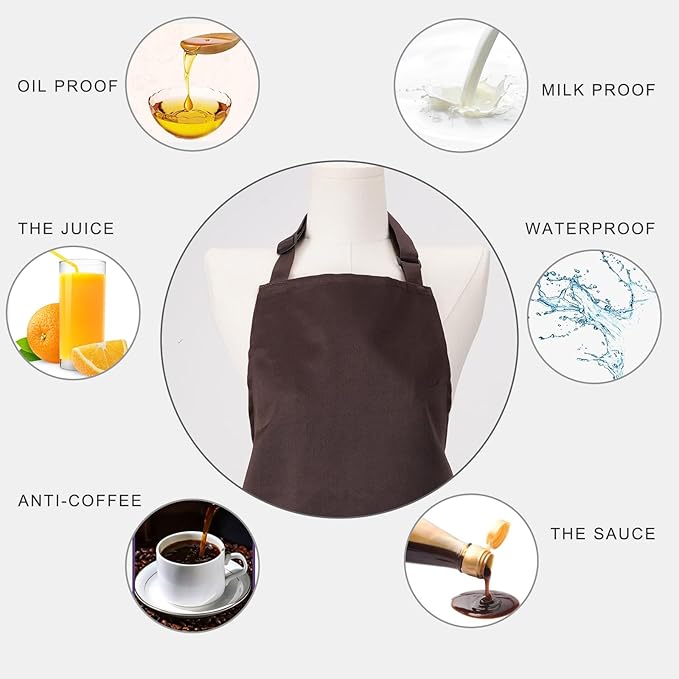 Kitchen Bib Apron for Women Men with Pockets Chef Art Aprons for Cooking Painting Pottery Ceramics