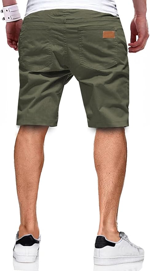 JMIERR Mens Casual Shorts - Cotton Drawstring Summer Beach Stretch Twill Chino Golf Shorts