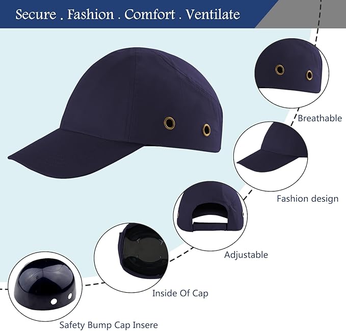 Lightweight Hard Hat Safety Bump Cap Safety Hard Hat Head Protection Cap Breathable Baseball Hat Style Comfortable Head Protection Hat for Work
