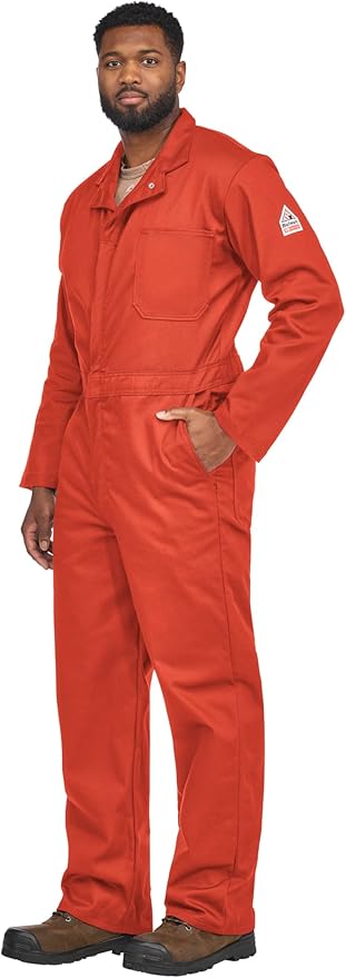 Bulwark FR mens Flame Resistant 9 Oz Twill Cotton Classic Coverall With Hemmed Sleeves