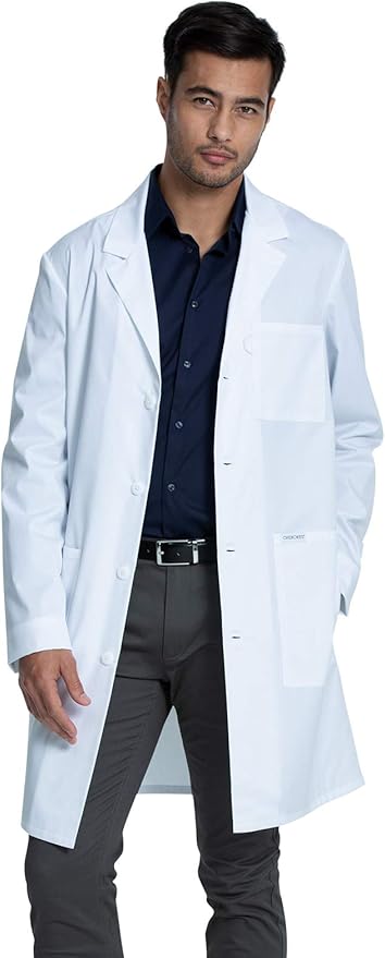 Cherokee White Lab Coat for Men or Women with 3 Pockets and Center back length 38" CK460