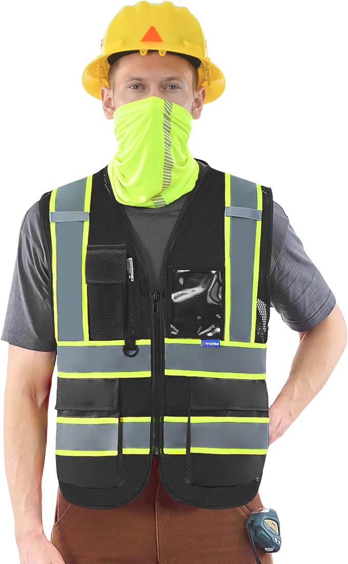 AYKRM 11 color High Vis Reflective Safety Vest for Women Men Security Pocket Zipper