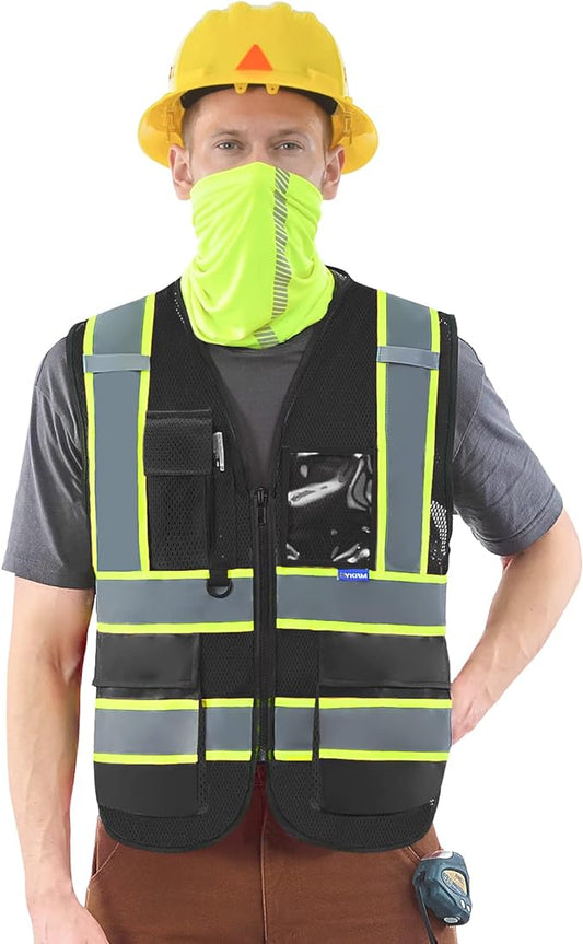 AYKRM 11 color High Vis Reflective Safety Vest for Women Men Security Pocket Zipper