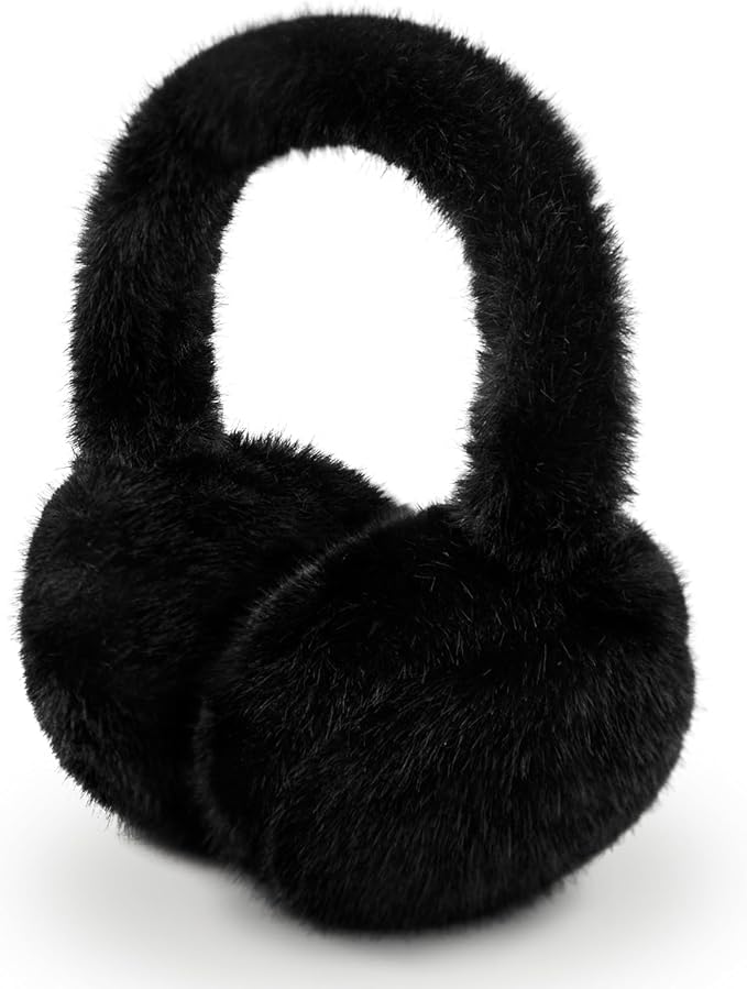 Winter Ear Muffs for Women Girls Faux Fur Cute White Earmuffs Fluffy Ear Warmers Foldable Ear Covers Outdoor
