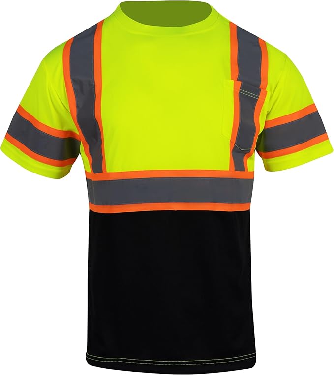 VENDACE Hi Vis Reflective Safety Shirts for Men ANSI Class 3 High Visibility Construction Work T Shirt(Yellow,XL)