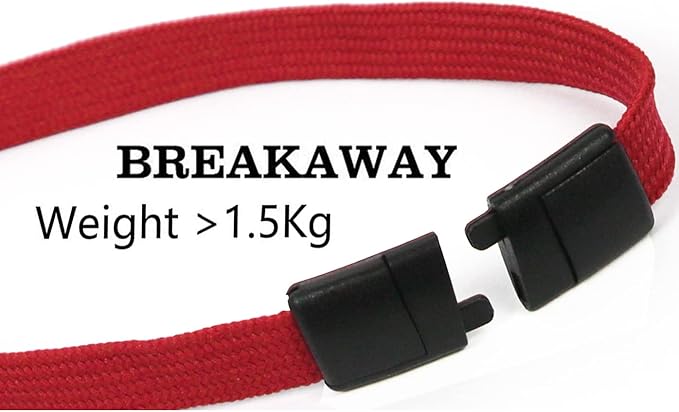 Bird Fiy Lanyards Safety Red Lanyards Neck Flat Premium Breakaway Badge Lanyard with J-Hook for ID Nametag Badge Holder (Red, 50 PCS)