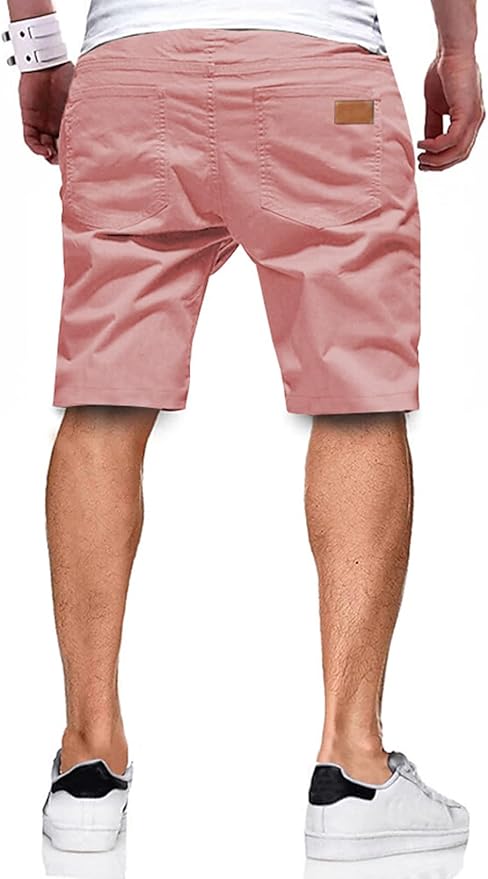 JMIERR Mens Casual Shorts - Cotton Drawstring Summer Beach Stretch Twill Chino Golf Shorts