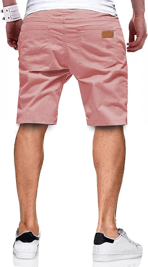 JMIERR Mens Casual Shorts - Cotton Drawstring Summer Beach Stretch Twill Chino Golf Shorts