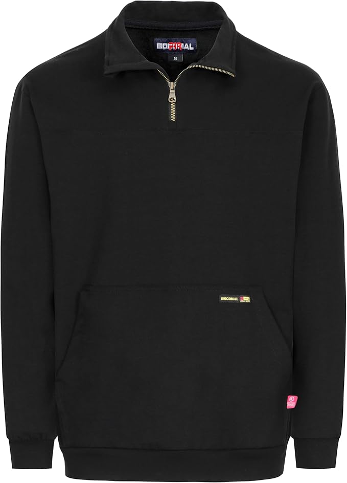 BOCOMAL FR Sweatshirts Midweight Non-Fleece Mock Neck 1/4 Quarter Zipper Water/Stain Repellent Fire Resistant Shirts