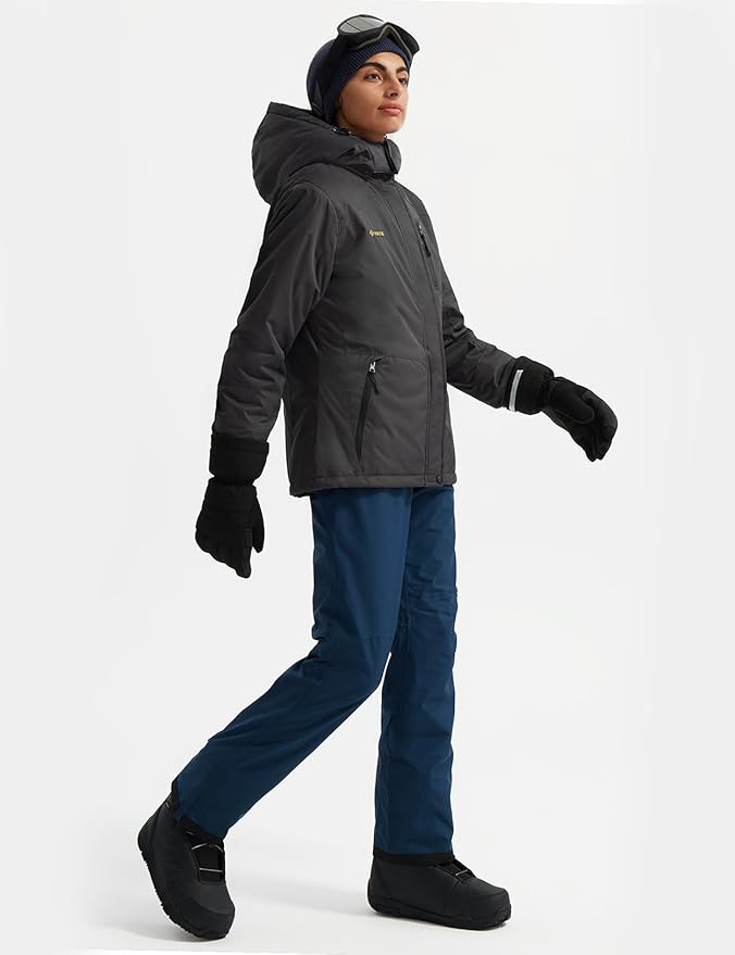 GEMYSE Women's Ski Snow Jacket Warm Winter Waterproof Coat Snowboard Rain Jacket Hooded Windproof Windbreaker