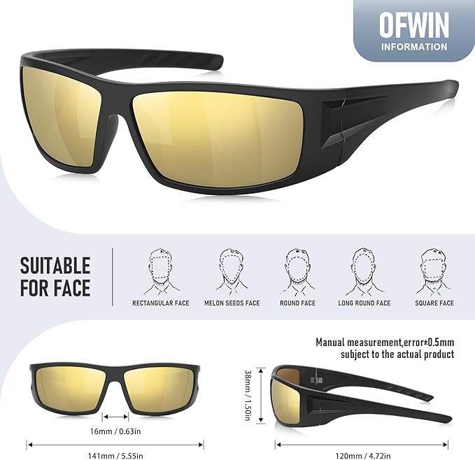 Polarized Sports Sunglasses for Men Women Unbreakable Frame Cycling Fishing Wrap Around Sunglasses UV400 Protection